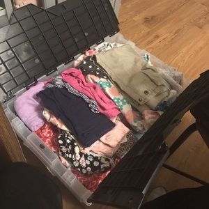 2 bins of girls clothes